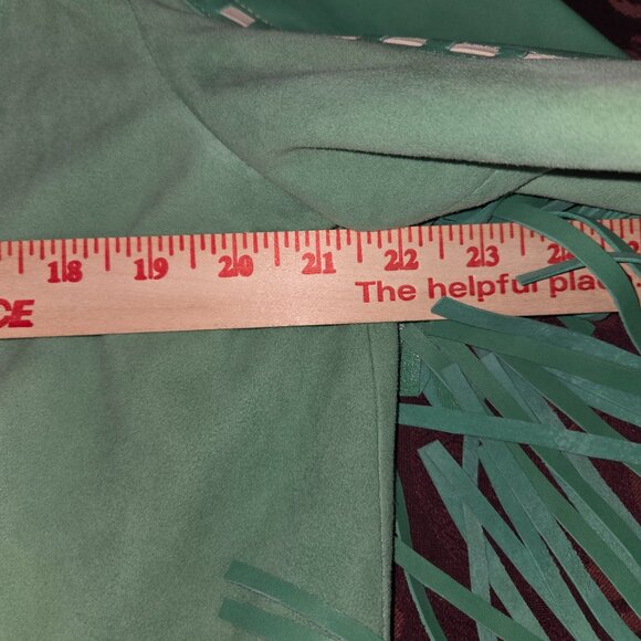 Double D Ranch Turquoise White Leather Fringe Jacket Woman's Size XL - Picture 7 of 10